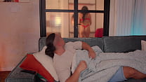 Caught stepmom changing through the glass door. She caught me seduced me and fucked me