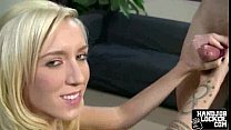 Handjob blonde slut