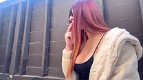 European Big tits Hot Milf Artemisia Love Solo Smoking Session outdoor