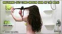 Brushing Out Long Brown Hair in the Bath