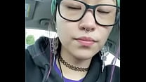 Asian Begs for Cum in Car