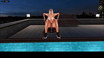 Socada por trás na piscina, depois sentadinha de costas gostosa