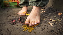 Squashing Tomatoes Barefoot In The Dirt ASMR