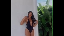 Sara Orrego in black bikini