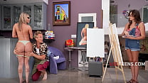 Art Class Turns into a StepSis Double Team Fuck Fest