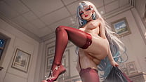 Hard Anal Sex Hentai with Double Penetration sexy babe in Red Stockings - AI Generation