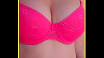 WIFE stuns in amazing hot pink lacey bra