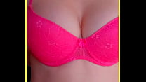 WIFE stuns in amazing hot pink lacey bra