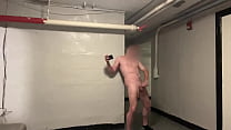 Risky Business: Public Basement Handjob with Double Cums