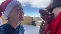 Santa Claus gives me an ANAL CREAM PIE 8 inch big dick deep throat in the snow