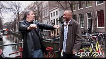 Excited man explores amsterdam