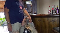 Qute blonde teen bends over for big dick