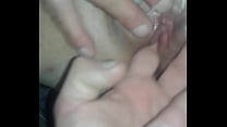 Girlfriend playing with her creamy wet pussy