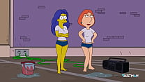 Lois and Marge washes cars