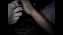 cum on redtoenail wife feet