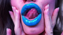 Wet red sticky lipgloss kiss