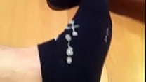 cum on dark blue puma sneakersocks