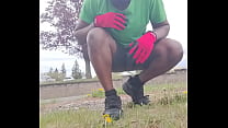 Taking an exercise routine I learned indoors and privately practicing it outdoors 3