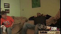 Hot ebony chick in interracial gangbang 14