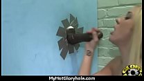 Ebony Hottie Milking Cocks in the Gloryhole 6
