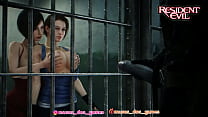 Resident Evil Jiil Valentine & Claire Redfield Vendo Mister X se masturbar na frente delas delicia!!!