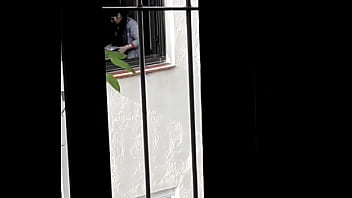 Naked neighbor on the balcony