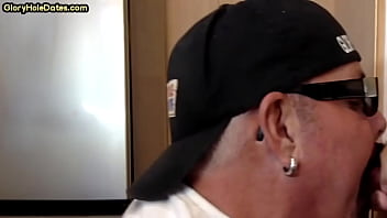 Gloryhole BJ DILF sucks cock till cum in mouth ending