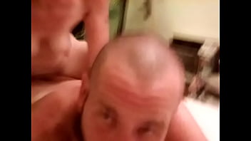 Wife fucks husband with homemade double sided dildo