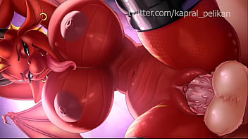 Furry dragoness devours huge spiky cock with her pussy