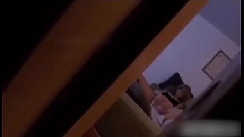 Stepdad spies teen 18yo stepdaughter masturbating on sofa in living room   