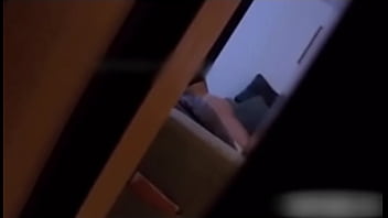 Stepdad spies teen 18yo stepdaughter masturbating on sofa in living room   