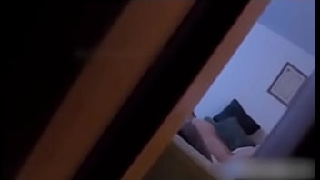 Stepdad spies teen 18yo stepdaughter masturbating on sofa in living room   