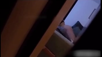 Stepdad spies teen 18yo stepdaughter masturbating on sofa in living room   