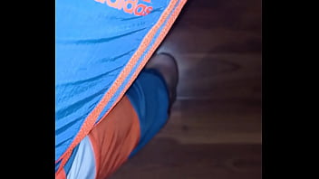 Locked in Chastity #004 - Showing my Caged Cock from Adidas Joggers and Some Ball