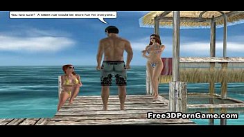 Two 3D cartoon hotties looking for a man at the beach