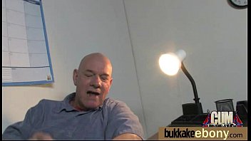 Hot ebony chick in interracial gangbang 9