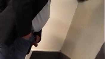 peeping crown pissing in public bathroom II