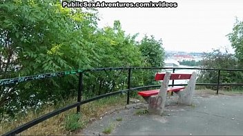 Passionate girl has sex in public place