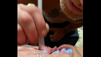 I suck her cum out with a straw and