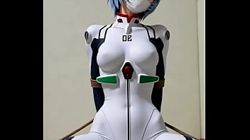 Rei Ayanami bounded and dancing with leg wide open