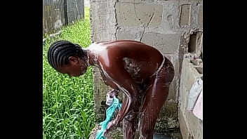 Little maiden showering across the neighborhood