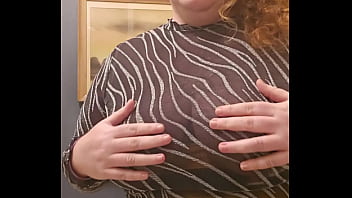 Big tittys coming out in the work bathroom
