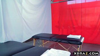 Two hot babes get a special massage treatment at a spa  