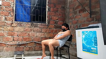 I record my neighbor putting her fingers in her pussy - she catches me..
