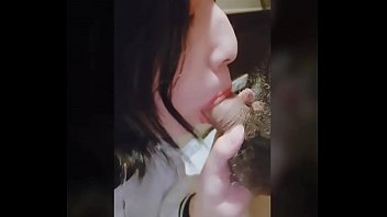 Cross-dresser Nico gets small tits from a straight guy Blowjob Compilation