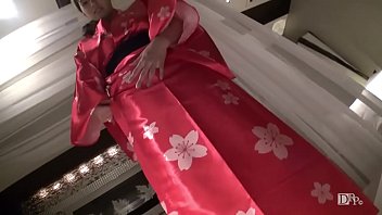 Red yukata dyed white with breast milk 1