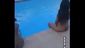 Beautiful African girls naked at pool