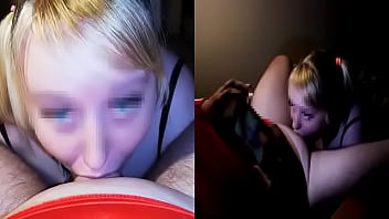 thumb blonde whore is  destroying her throat with a   throat with a throat with a fa