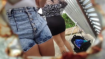 Recorded in a thong through the dressing room hole