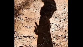 Shadow view of cock jerking